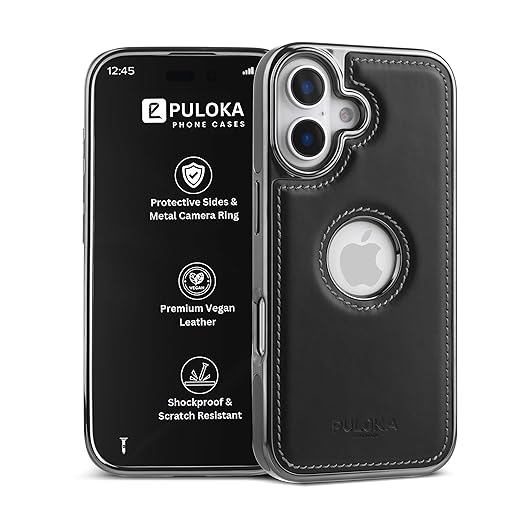 PULOKA Chrome Leather Back Case ~ Iphone 16 / iphone 17